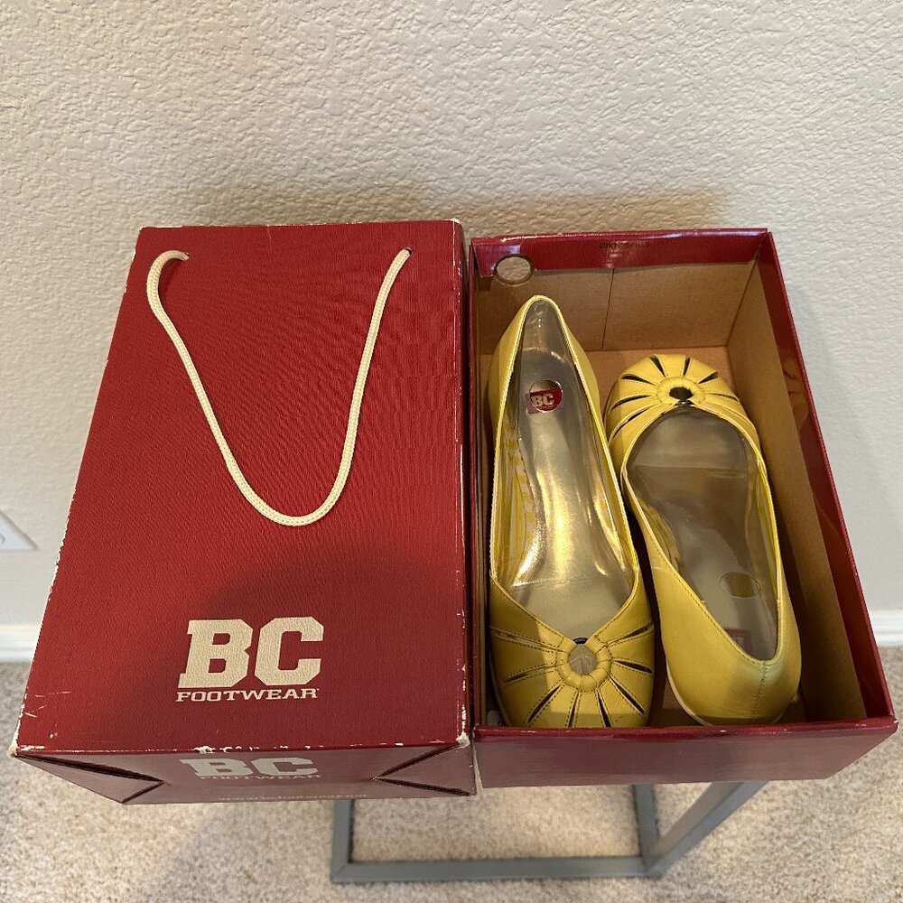 BC Footwear Yellow Leather Forever Young Wedges